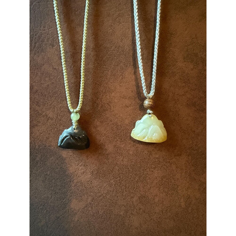 Natural Jade mini Mountain Pendant Necklace, Hand made adjustable necklace